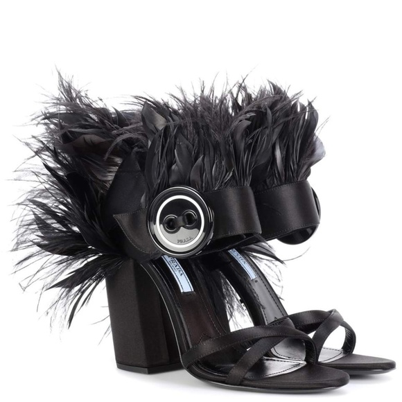 prada shoes with feathers